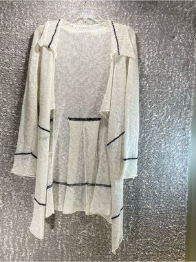 CASMARI Cashmere Hand Loomed Cardigan 2 Open Knit Sweater White Designer READ